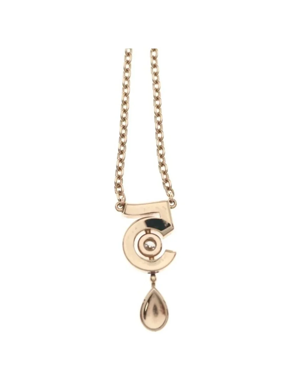 Chanel Eternal No. 55 Number Five Diamond 18k Pink Gold Necklace